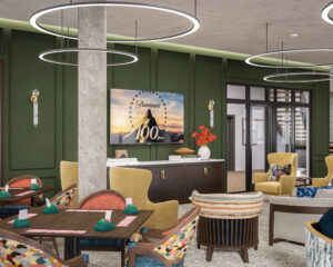 Rendering of Fireside Lounge at Serenbe Wellness and Community Hub